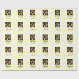 Yellow golden photo 30th wedding anniversary name  wrapping paper