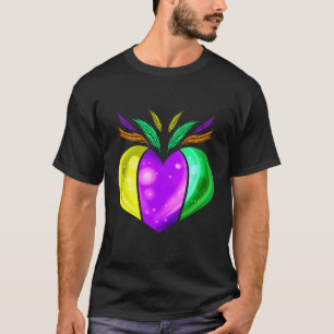 Yellow Golden Purple And Green Heart For Mardi Gra T-Shirt