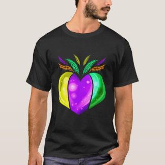 Yellow Golden Purple And Green Heart For Mardi Gra T-Shirt