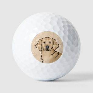 Yellow Golden Retriever Cartoon Dog Head Golf Balls