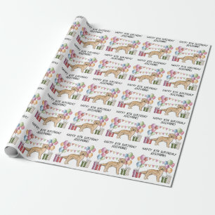 Yellow Golden Retriever Colourful Pastel Birthday Wrapping Paper