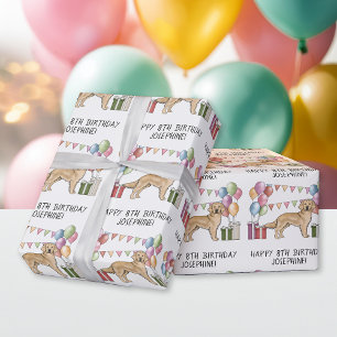 Yellow Golden Retriever Colourful Pastel Birthday Wrapping Paper