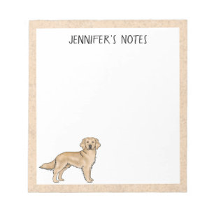 Yellow Golden Retriever Cute Dog With Custom Name Notepad