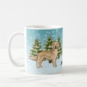 Yellow Golden Retriever Dog Christmas Custom Name Coffee Mug