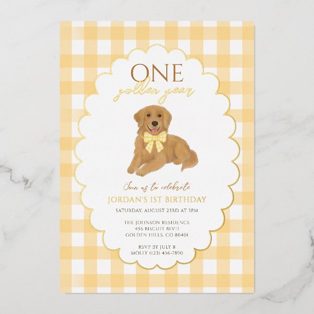 Yellow Golden Retriever Puppy Pawty 1st Birthday (Front)