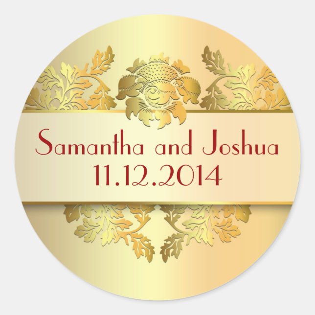 yellow golden save the date stickers (Front)