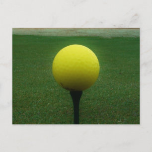 Yellow Golf Ball on a mountain golf course Postcard