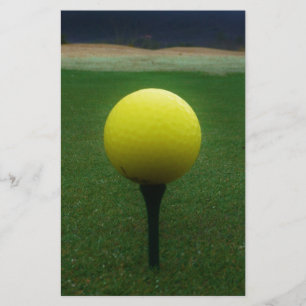Yellow Golf Ball on a mountain golf course Stationery