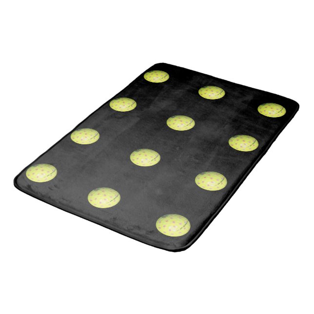 Yellow Golf Balls On Black, Bath Mat (Angled)