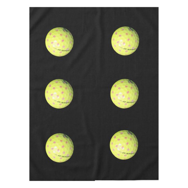 Yellow Golf Balls On Black, Tablecloth (Front)