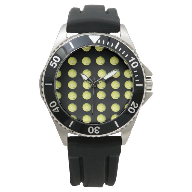Yellow Golf Balls On Black, Watch (Front)