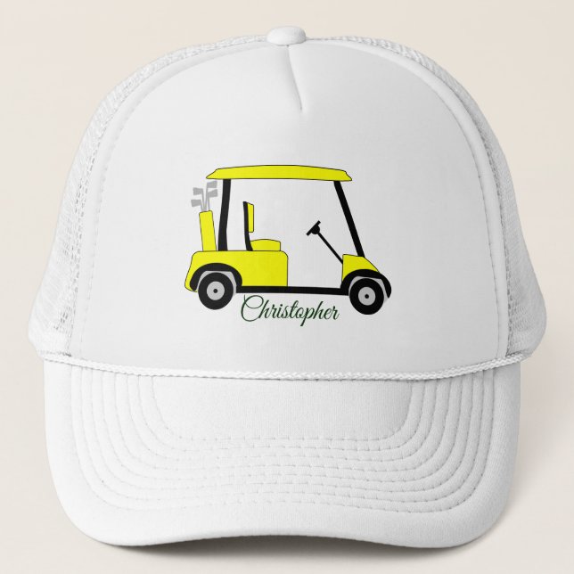 Yellow Golf Buggy Trucker Hat (Front)