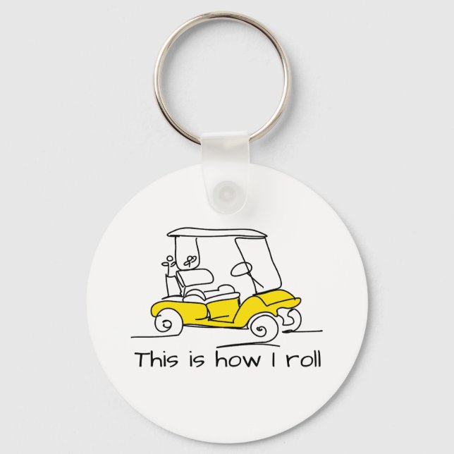 Yellow golf cart, key chain (Front)