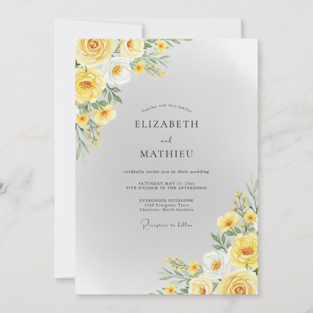Yellow Graceful Spring Wedding Invitation (Front)