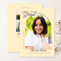 Yellow Grad Announcement and Invitation with Photo