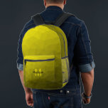 Yellow gradient geometric mesh pattern Monogram Printed Backpack<br><div class="desc">Yellow gradient geometric mesh pattern Monogram Printed Backpack. Cool fashion accessory bag for everyone. 
Yellow Triangle geometric mesh with light to dark ombre gradient design. Create a unique and personalised backpack with a custom touch! Modern monogram with your initial and your name for that extra personal flair.</div>