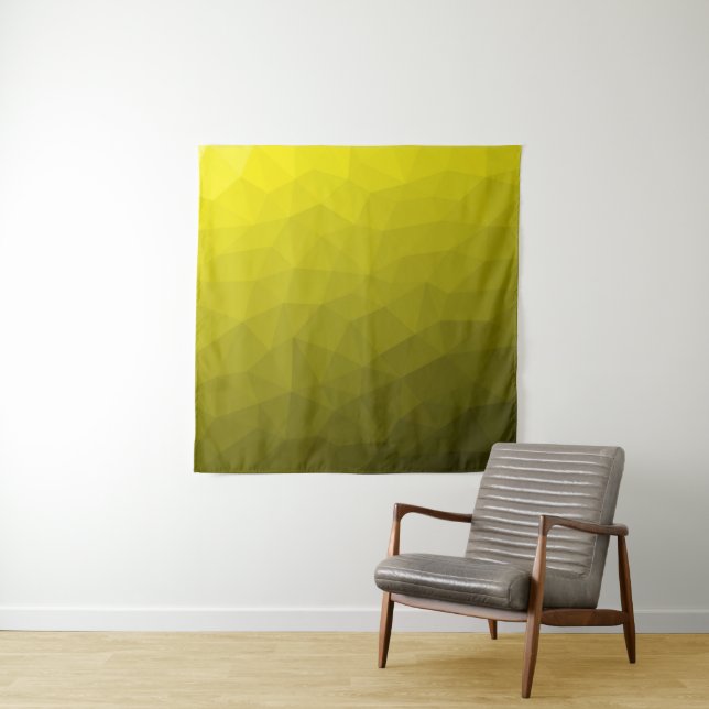Yellow gradient geometric mesh pattern tapestry (In Situ)