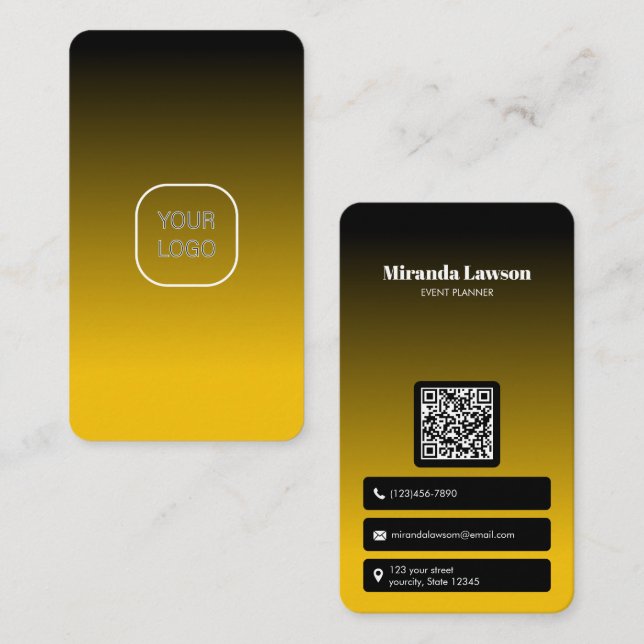 Yellow Gradient Minimalist verticle Business Card (Front/Back)