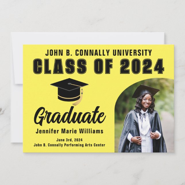 Yellow Graduate Personalised 2024 Graduation Party Announcement (Front)