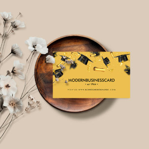 Yellow Graduation Cap Grown School Collage Business Card