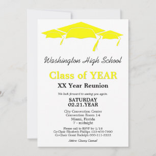 Yellow Graduation Caps Class Reunion Template