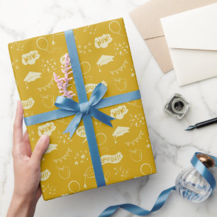 Yellow Graduation Hand Drawn Scribble Pattern Wrapping Paper