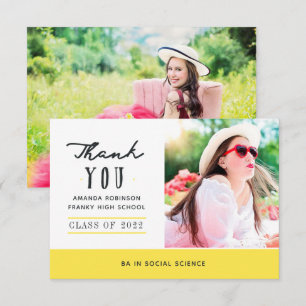 Yellow Graduation Photo Thank You Card