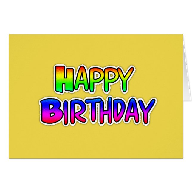 Yellow Graffiti Text Happy Birthday Card (Front Horizontal)