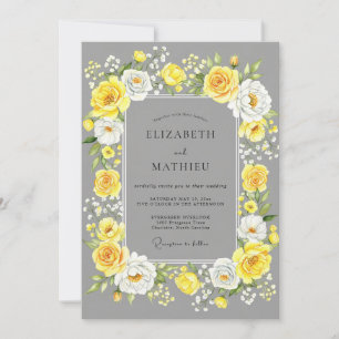 Yellow Gray Cheerful Summer Wedding Invitation