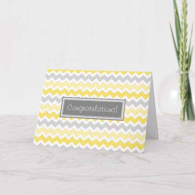 Yellow Gray Chevrons Congratulations on Expecting Card (Front)