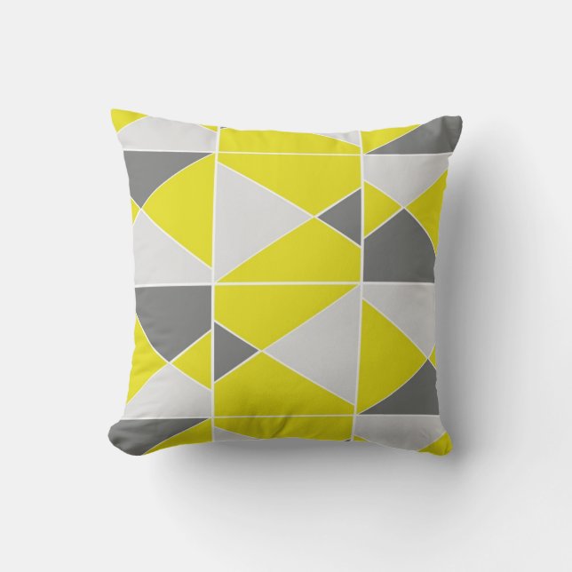 Yellow Gray Pattern Cushion (Front)