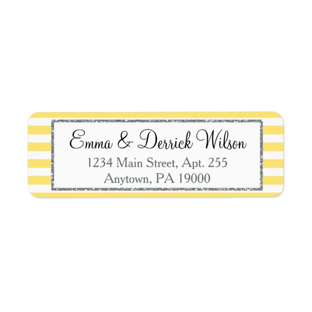 Yellow Gray Return Address Labels Elegant Shower (Front)