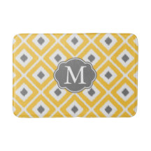 Yellow, Gray, White Ikat Diamond Pattern