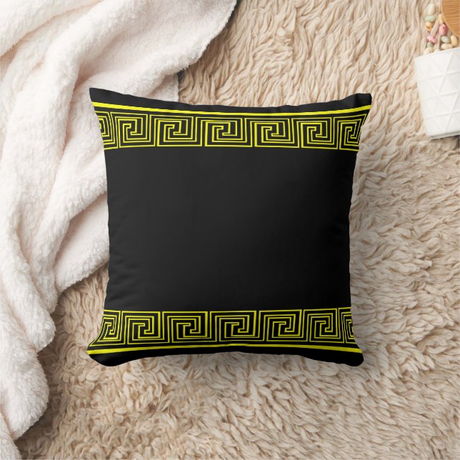Yellow Grecian Frieze Pattern Cushion (Blanket)