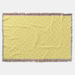 Yellow Greek Key Pattern Throw Blanket