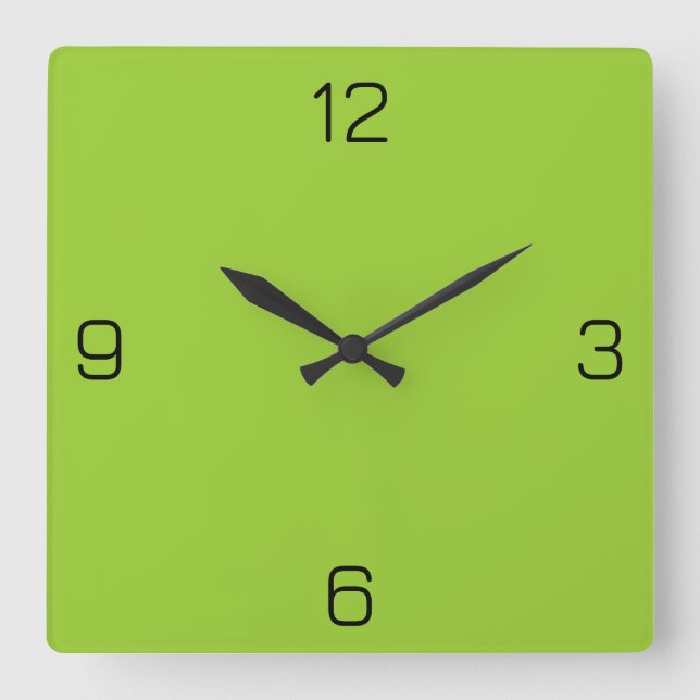 Yellow Green 9ACD32 Colour - Option to Add Name Square Wall Clock (Front)