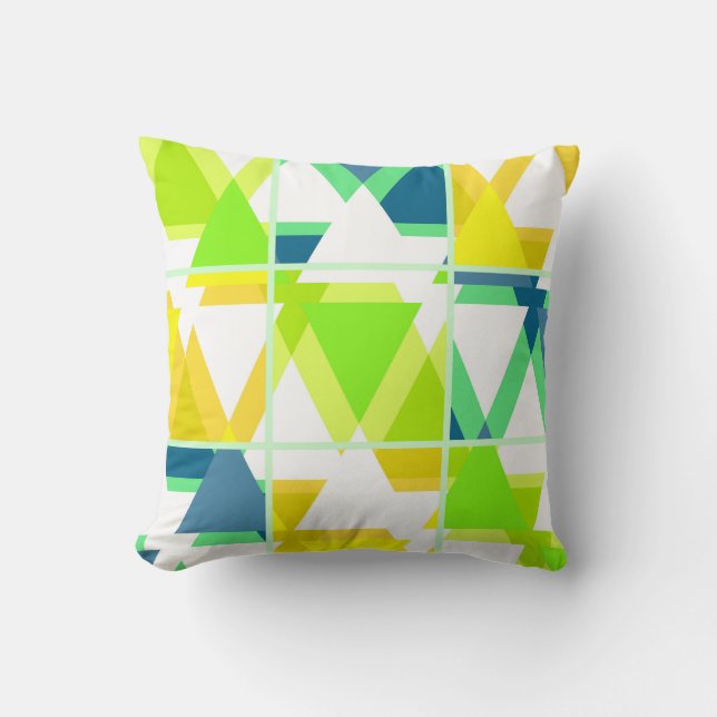 Yellow green abstract cushion (Front)