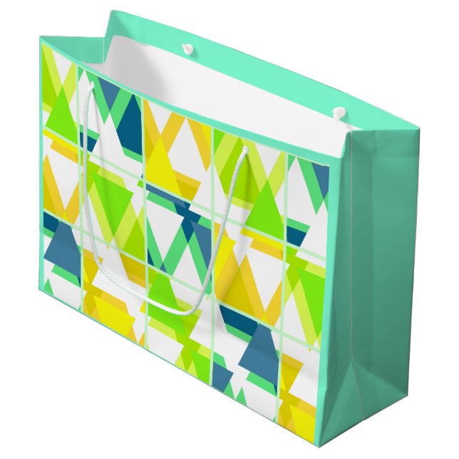 Yellow green abstract large gift bag (Front Angled)