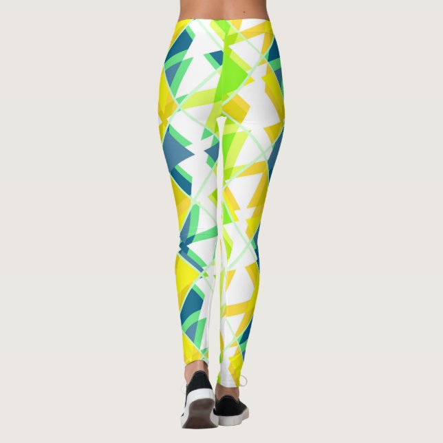 Yellow green abstract leggings (Back)