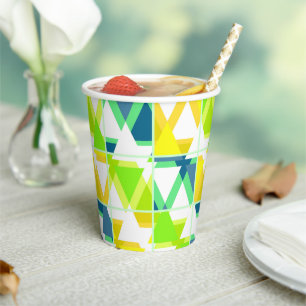 Yellow green abstract party hat paper cups