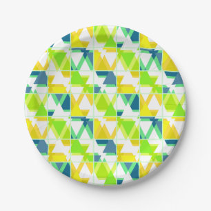 Yellow green abstract party hat paper plate