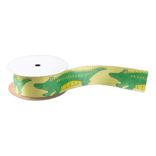 Yellow Green Alligator Crocodile Gator Croc Animal Satin Ribbon