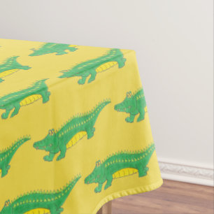 Yellow Green Alligator Crocodile Gator Croc Animal Tablecloth