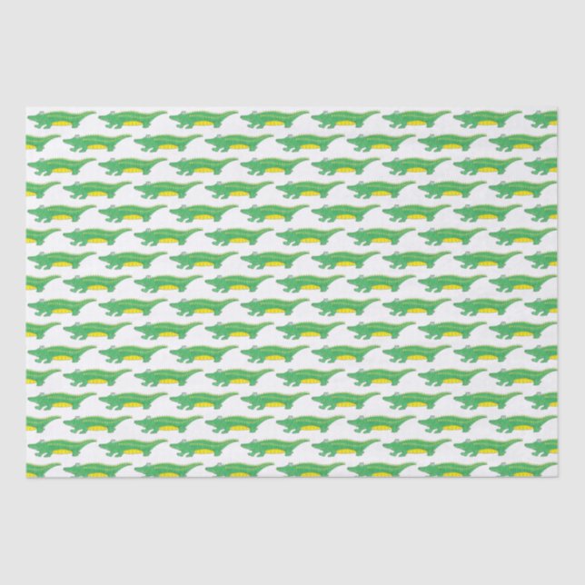 Yellow Green Alligator Crocodile Gator Croc Animal Tissue Paper (Front)