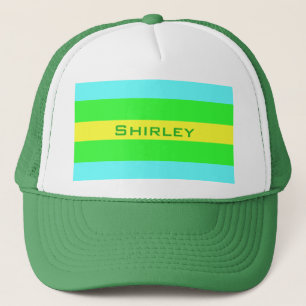 Yellow Green and Blue Wide Stripes by STaylor Trucker Hat
