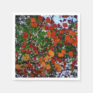 Yellow , green and brown leaves napkin