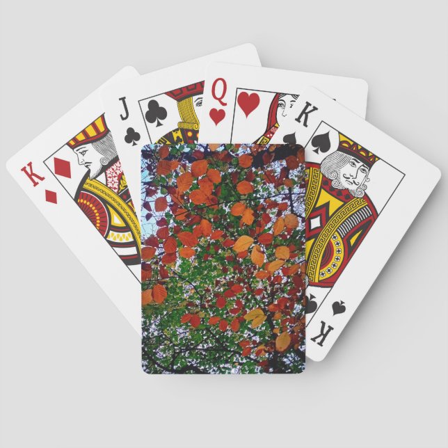 Yellow , green and brown leaves playing cards (Back)