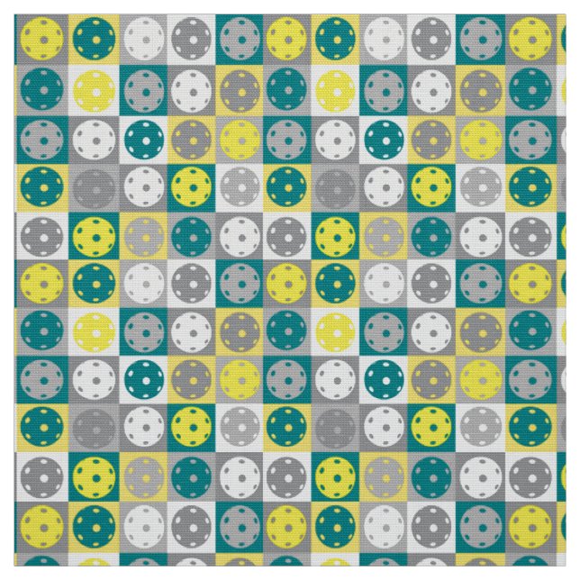 Yellow, green and gray pickleballs fabric (Swatch)