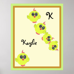 Yellow Green Baby Bird Poster