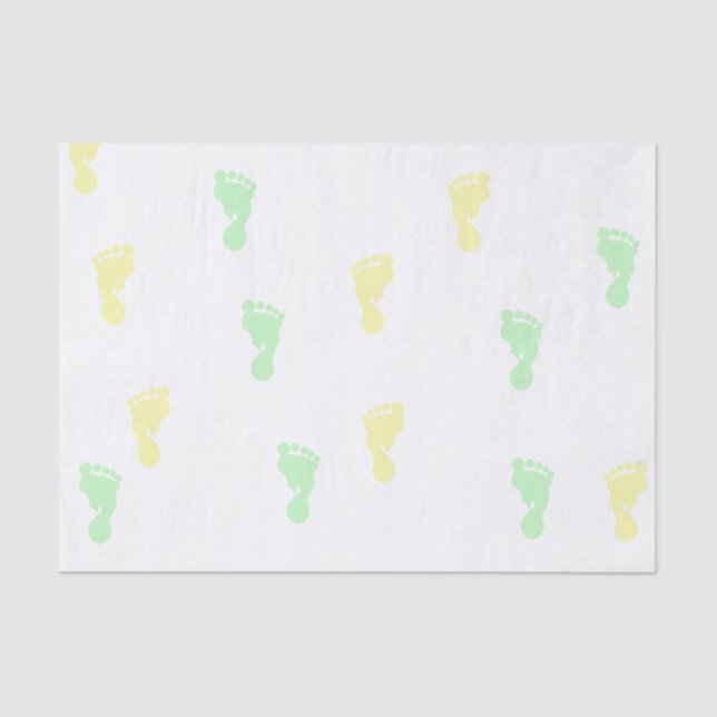 Yellow & Green Baby Footprints 10lb Tissue Paper (Front)